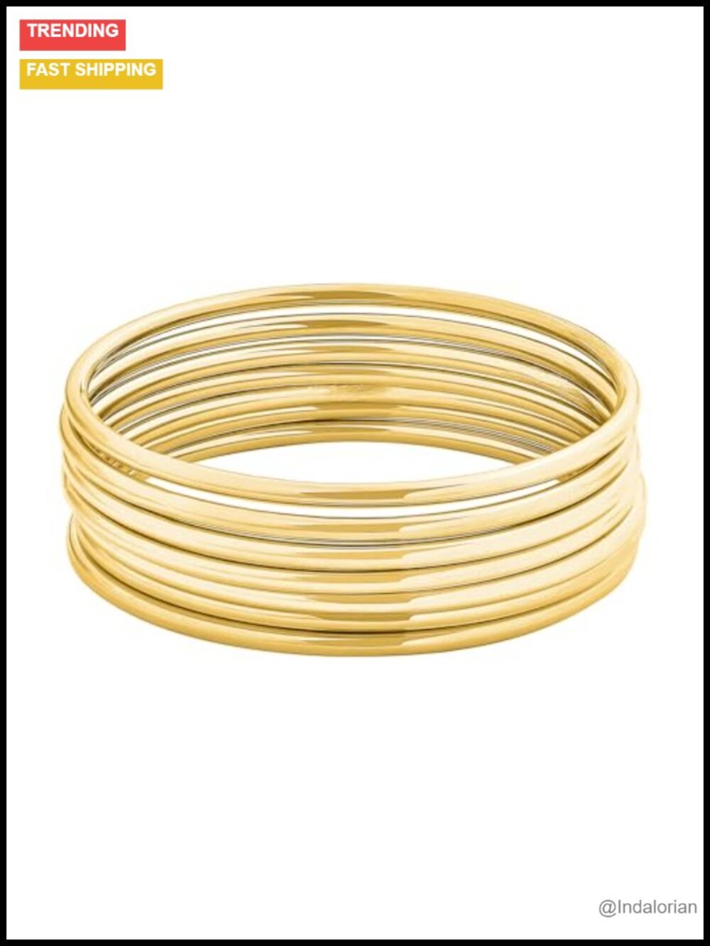 7 Piece Set Thin Round Bangle Bracelet Women Polished Stainless Steel Stackable
